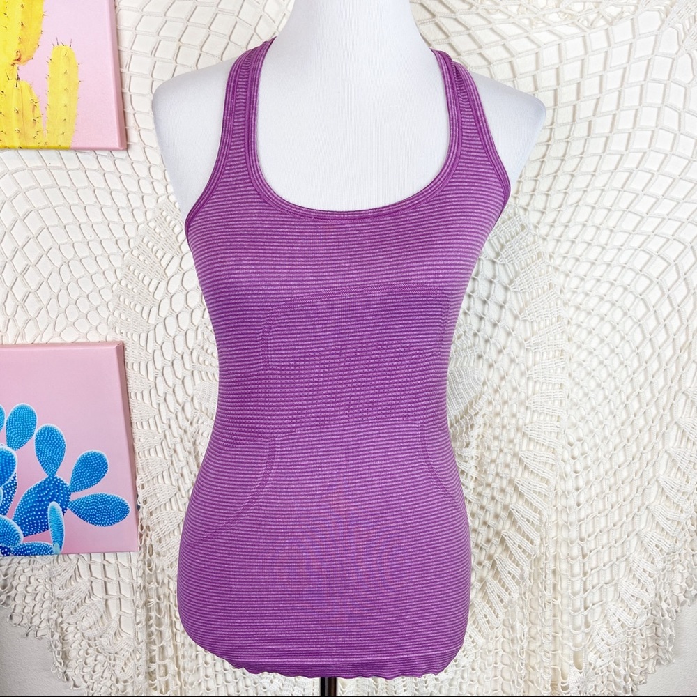 lululemon athletica Purple Striped Seamless Racerback Tank
